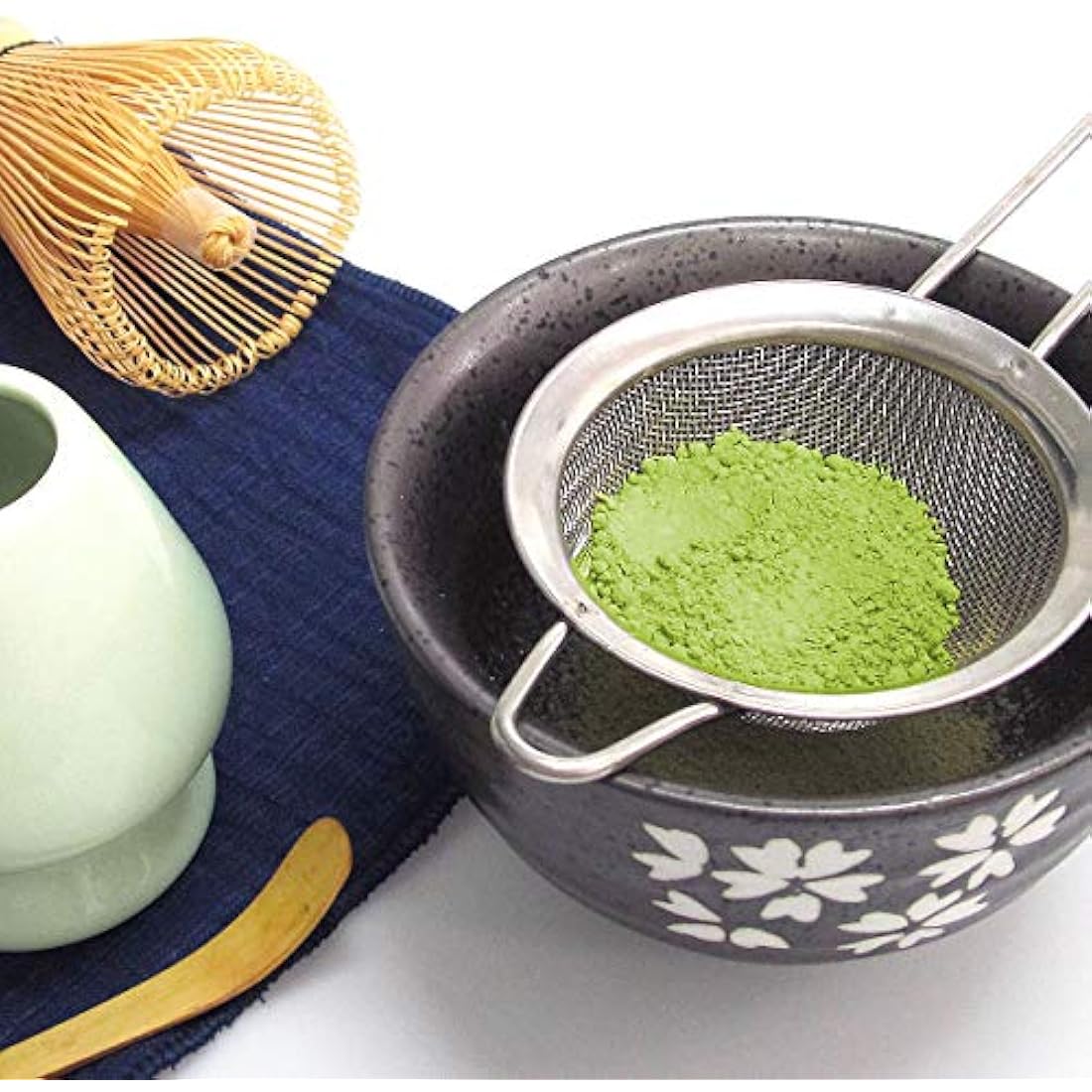 Artcome Japanese Matcha Tea Set, Matcha Whisk, Traditional Scoop, Matcha Bowl, Ceramic Whisk Holder, Handmade Matcha Ceremony Kit for Traditional Japanese Tea Ceremony (7 Pcs)