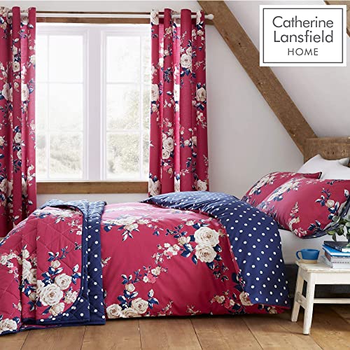Catherine Lansfield Canterbury Easy Care Eyelet Curtains Plum, 66 x 72 Inch