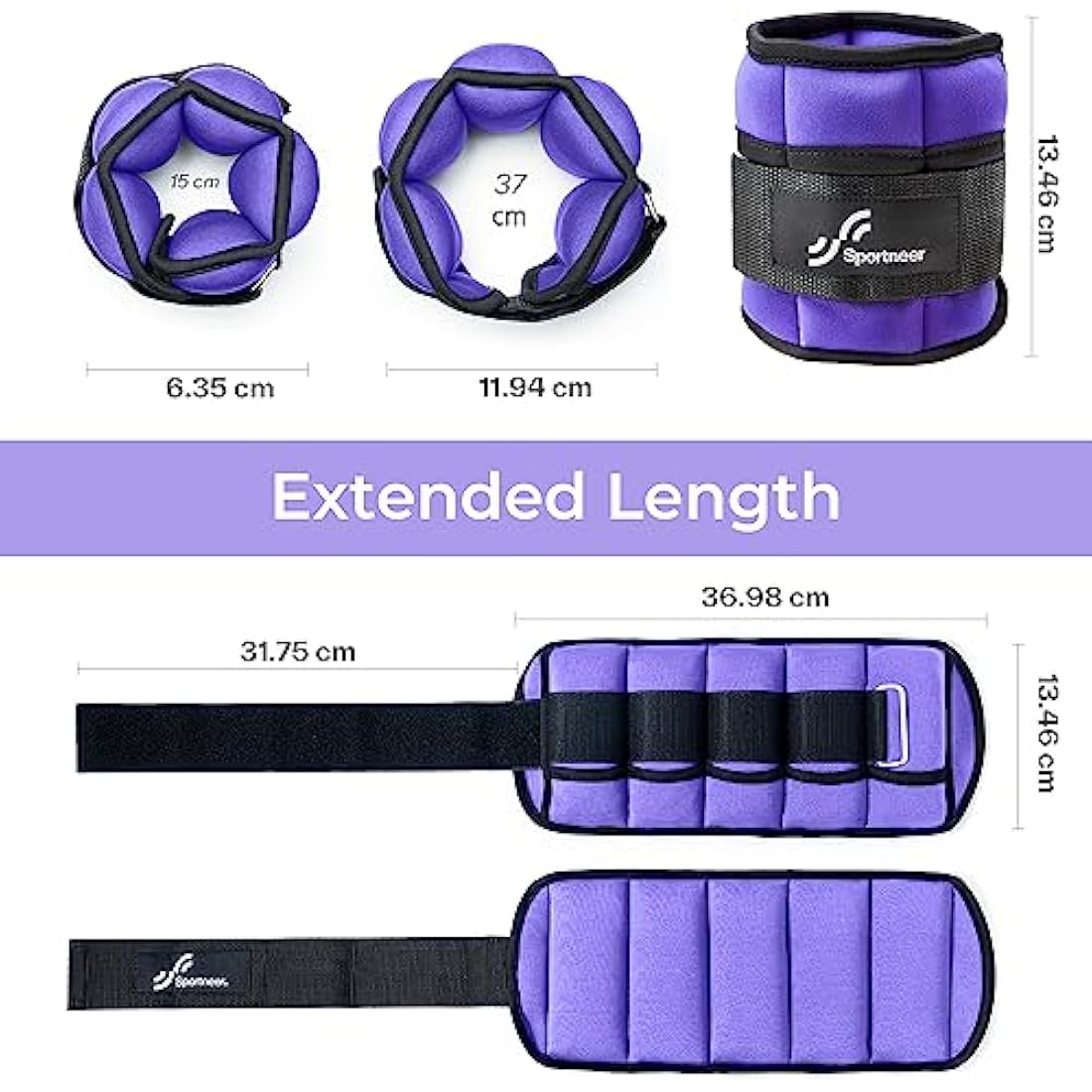 Sportneer Ankle Weights Adjustable Ankle Weights Set Wrist Strap 0.45kg - 2.25kg Each Ankle, 0.9kg - 4.5kg a Pair