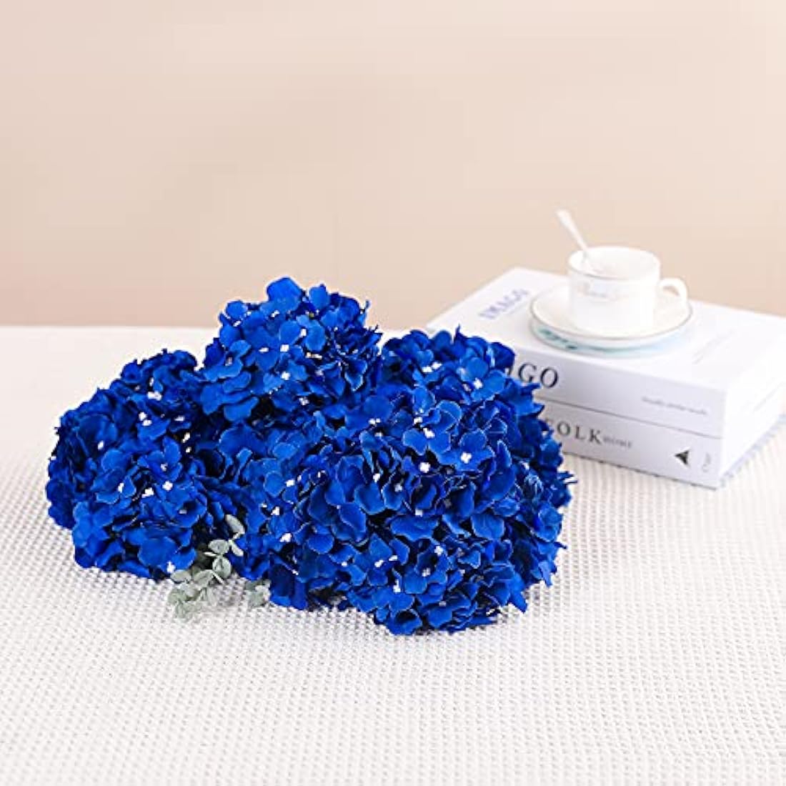 Tifuly 12Pcs Artificial Hydrangeas, Realistic Silk Hydrangeas Flower Heads with Stems Fake Flowers for Wedding Bridal Bouquets, Home Office Party Decor, Floral Arrangements, Centerpiece(Royal Blue)