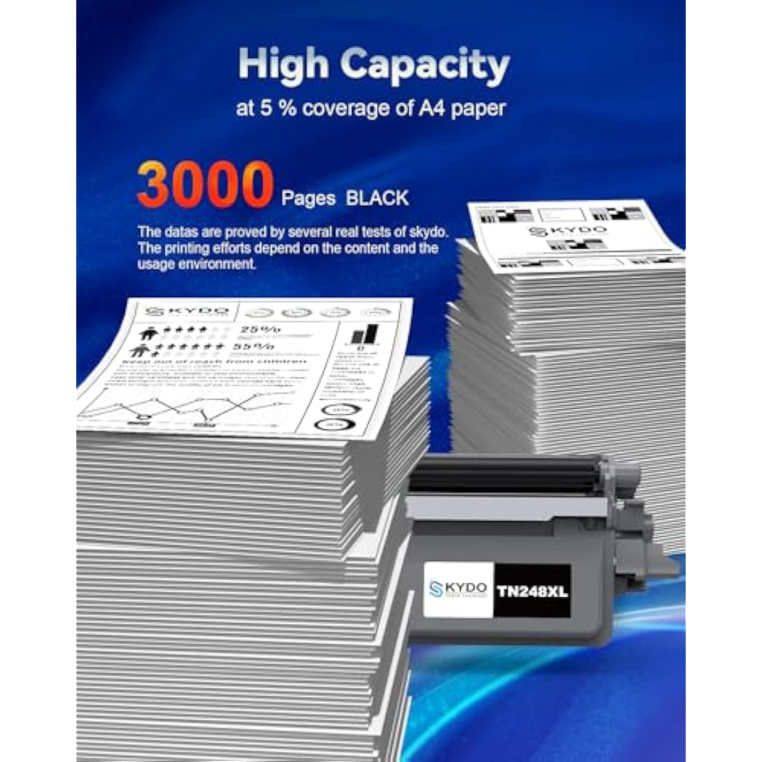 Skydo TN248XL Black Toner (Latest chips, High Yield, Perfect Compatibility)Compatible for Brother TN248 XL TN248XLBK for MFC-L3740CDW MFC-L3760CDW DCP-L3560CDW DCP-L3520CDW HL-L8230CDW L3220CW Printer