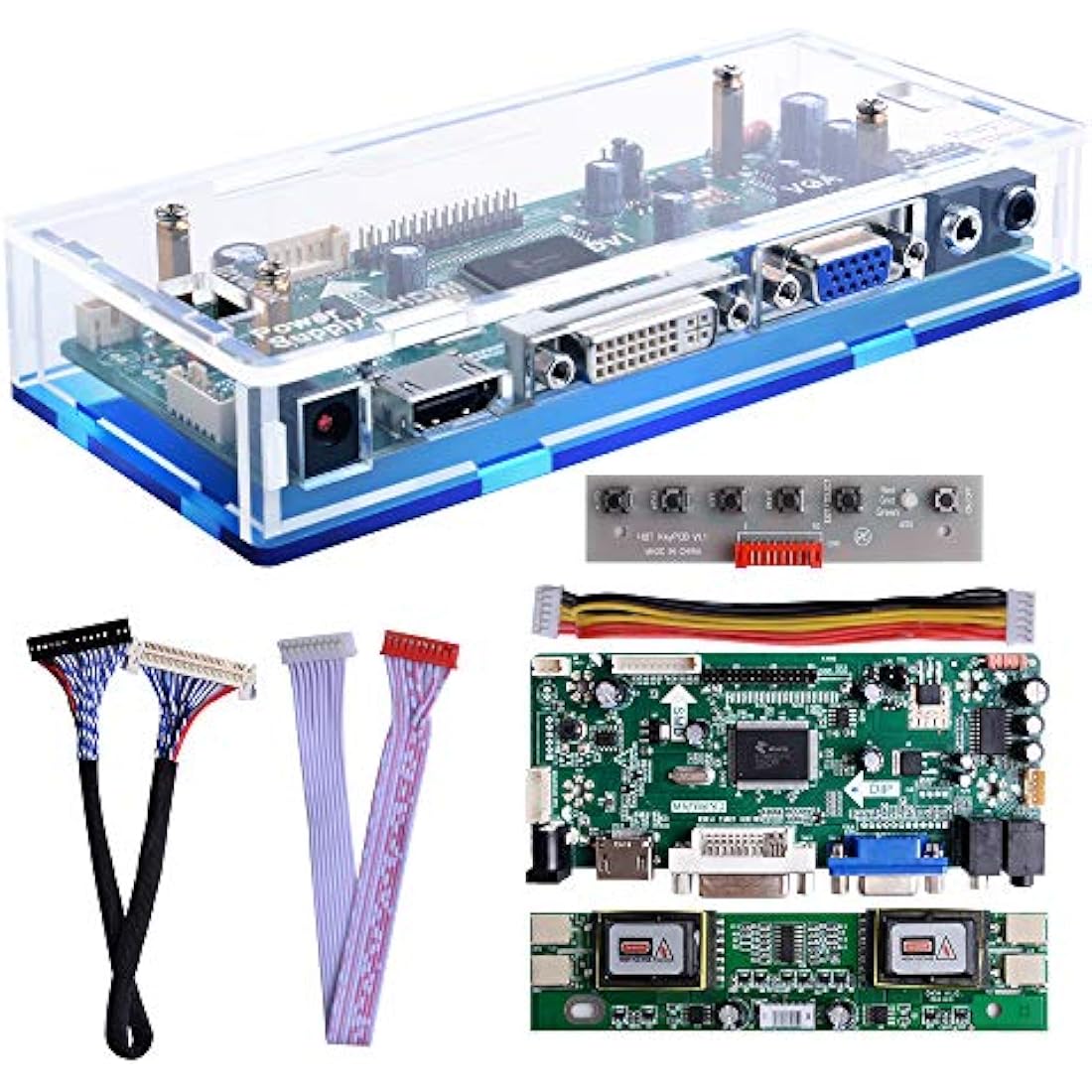 owootecc NT68676 HDMI VGA DVI Arcade Audio Input LCD Controller Driver Board Kit with Acrylic Case For HSD190MEN4 M170EN06 M170EG01 17" 19" 1280x1024 4CCFL 30Pin LCD Panel, Fit for Arcade1Up Monitor