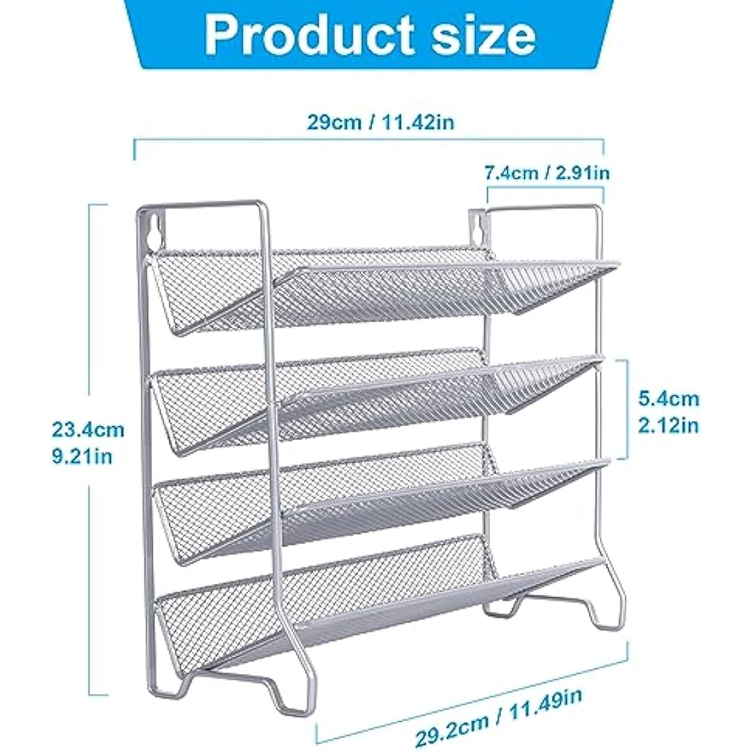 Mutool 4 Tier Spice rack Free standing Metal Kitchen Shelf,Plastic Spice Bottle Jars Storage Tidy Condiment holder for Countertop Cabinet, with 24 Spice jars,80 labels,1 pen,1 funnel(Silver grey)