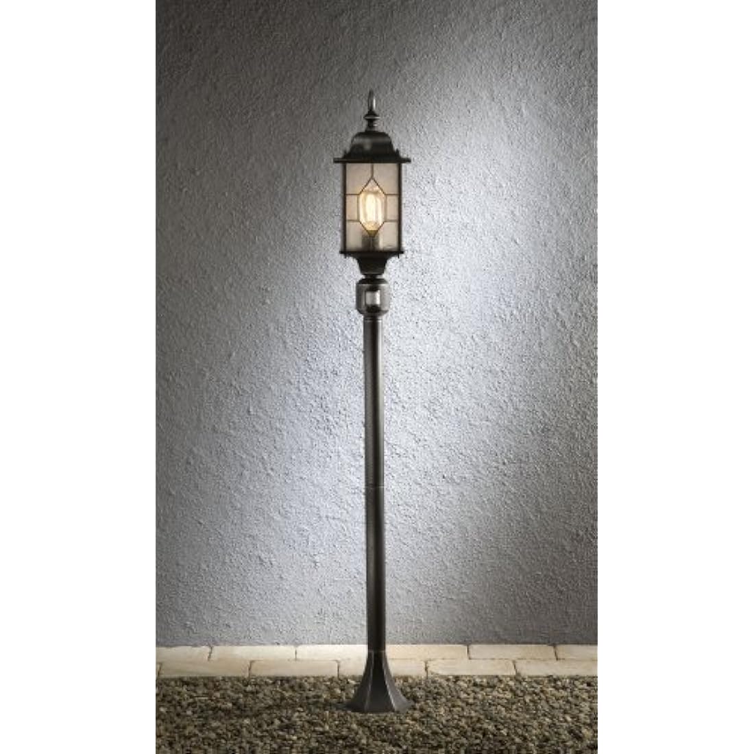 Konstsmide 7249-759 Milano Leaded Effect Up Outdoor Wall Light with PIR Sensor-Motion Detector / 1 x 75 W E27 Max Wall Lamp /Acrylic Glass / Aluminium / IP43 / Outside Light Antique, Black/Silver