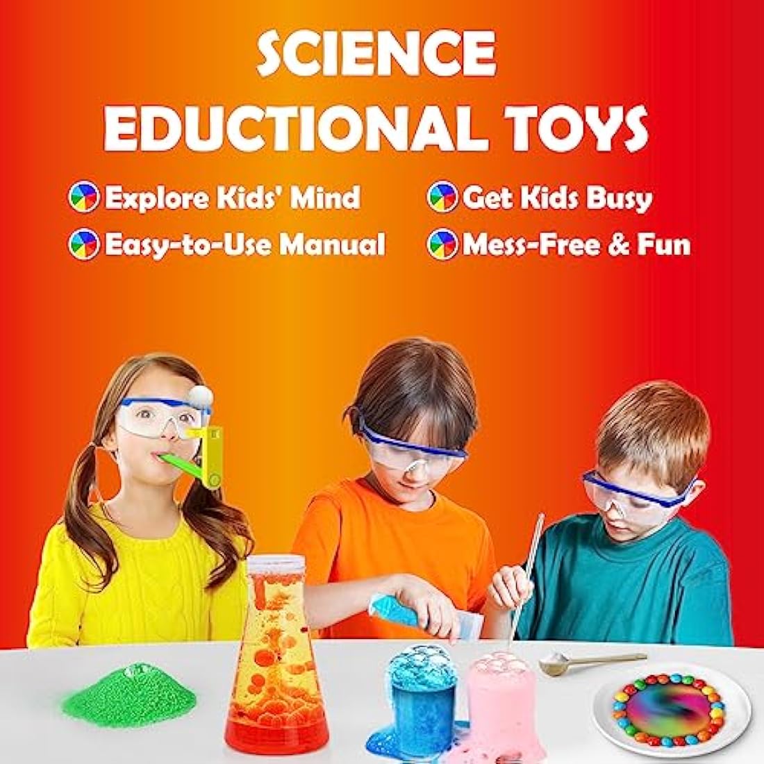 UNGLINGA 33 Experiments Science Kit for Kids, Science Project STEM Learning Educational Toys Gifts for Boys Girls, Chemistry Set, Volcano Erupting