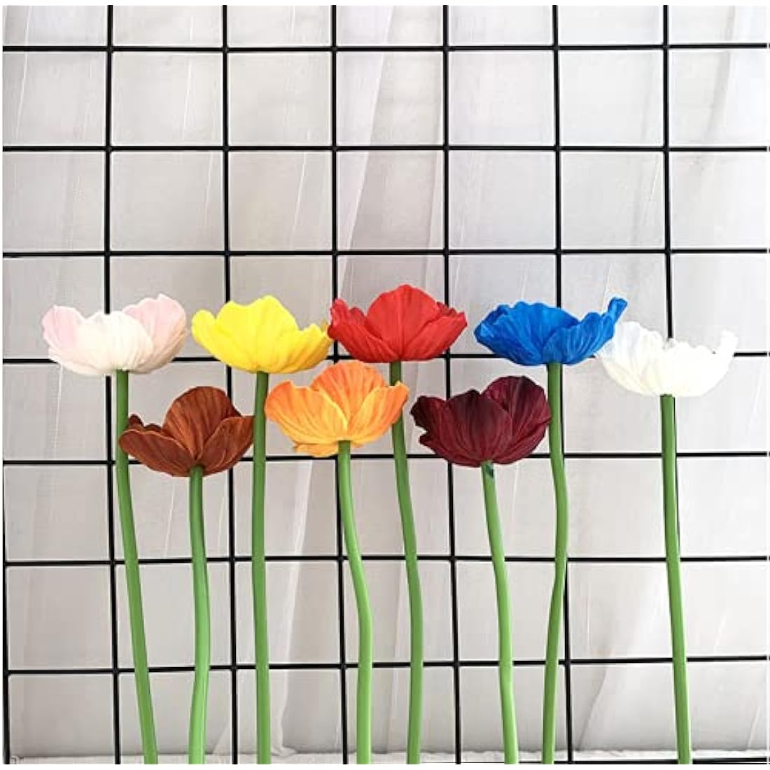 10 Stem 11" Bouquets Artificial Flowers Poppy Flowers,No Fade Multicolor PU Fake Wild Flowers for Kitchen Table Centerpiece Vase,Home Greenery Wedding Holding Flowers Backdrop Arch Wall (Red)