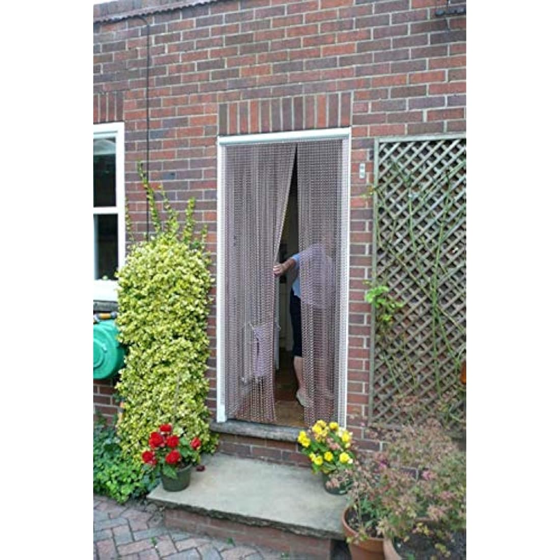 Chawniao 90cm x 200cm Premium Aluminium Fly Door Chain Curtain for doorways, Fly Screens Metal Insect Screen Blinds