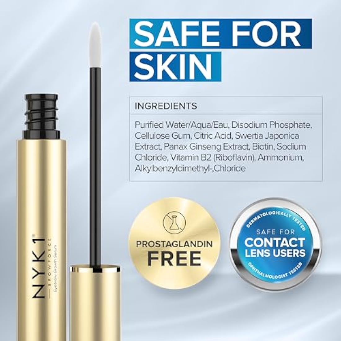 NYK1 CONCENTRATED Eyebrow Growth Serum For Thicker Brows (XL - 8ml) BrowForce Eyebrow Serum To Grow Fuller Thicker Natural Eye Brows - Advanced Eye Brow Growth Serums Formula For Eyebrows Regrowth