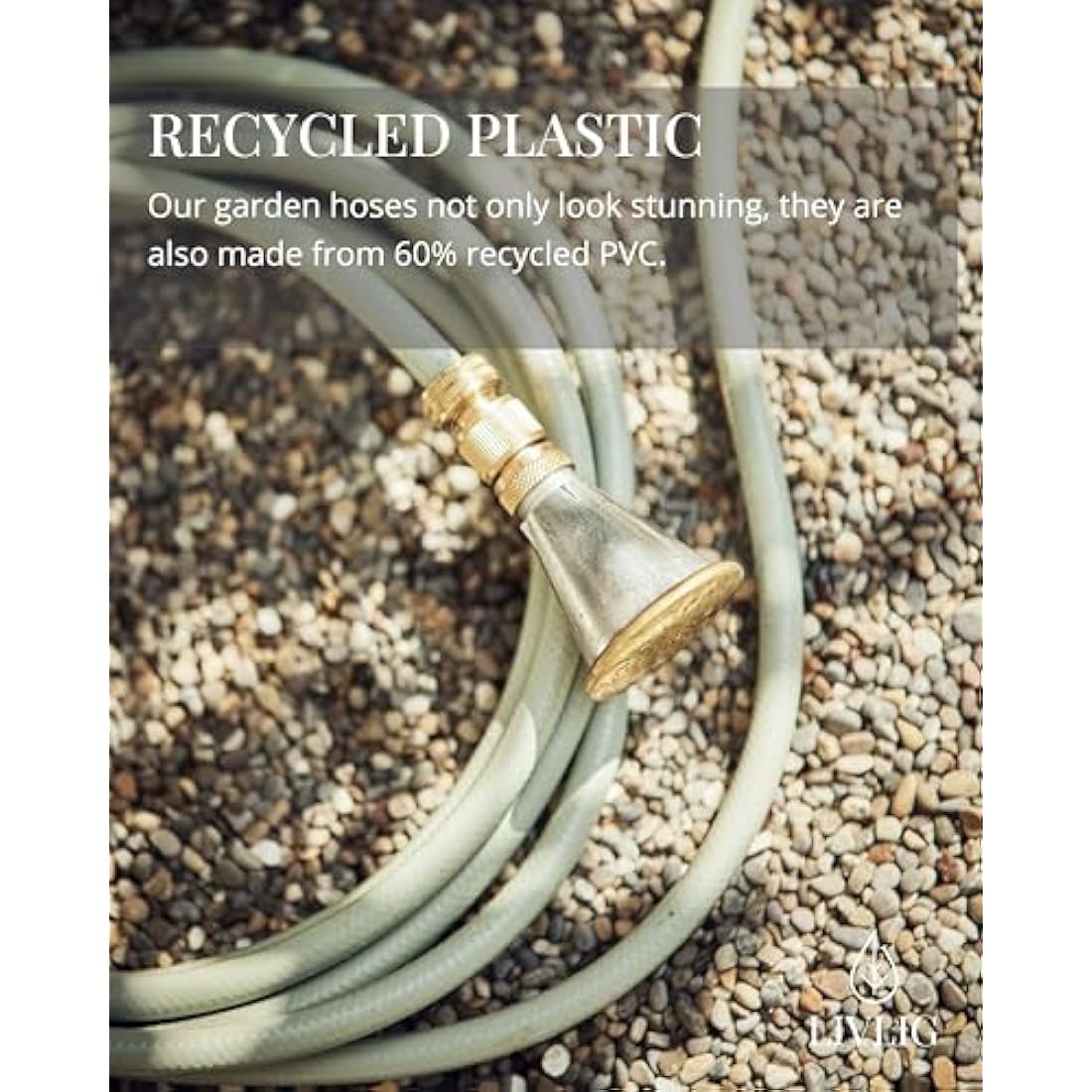 LIVLIG Garden Hose 50m, hosepipes for Garden 1/2 inch Made in Germany, 50m Hose Pipe Made of Recycled PVC, dimensionally Stable, Colour: Green