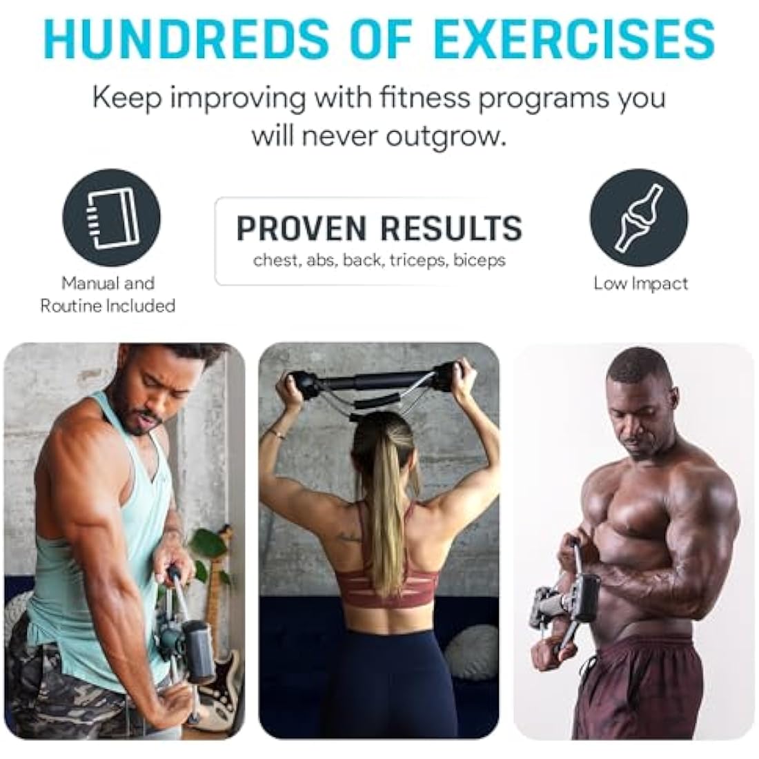 Bullworker Steel Bow 50 cm - Isometric Exercise Equipment, Portable At Home Gym Equipment for Back, Shoulder, Biceps, Triceps, Abs, Chest and Arms, Home Workout Exerciser for Men & Women, 0-130lbs