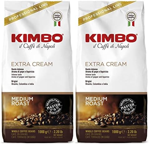 Kimbo Extra Cream Espresso Coffee Beans 2x1kg, Pack of 2