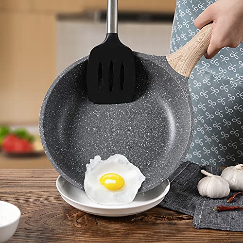ZUOFENG Nonstick Frying Pan Skillet 28cm, Stone Pans Cookware Granite Coating, Induction Pans Saucepans Omelette Skillet