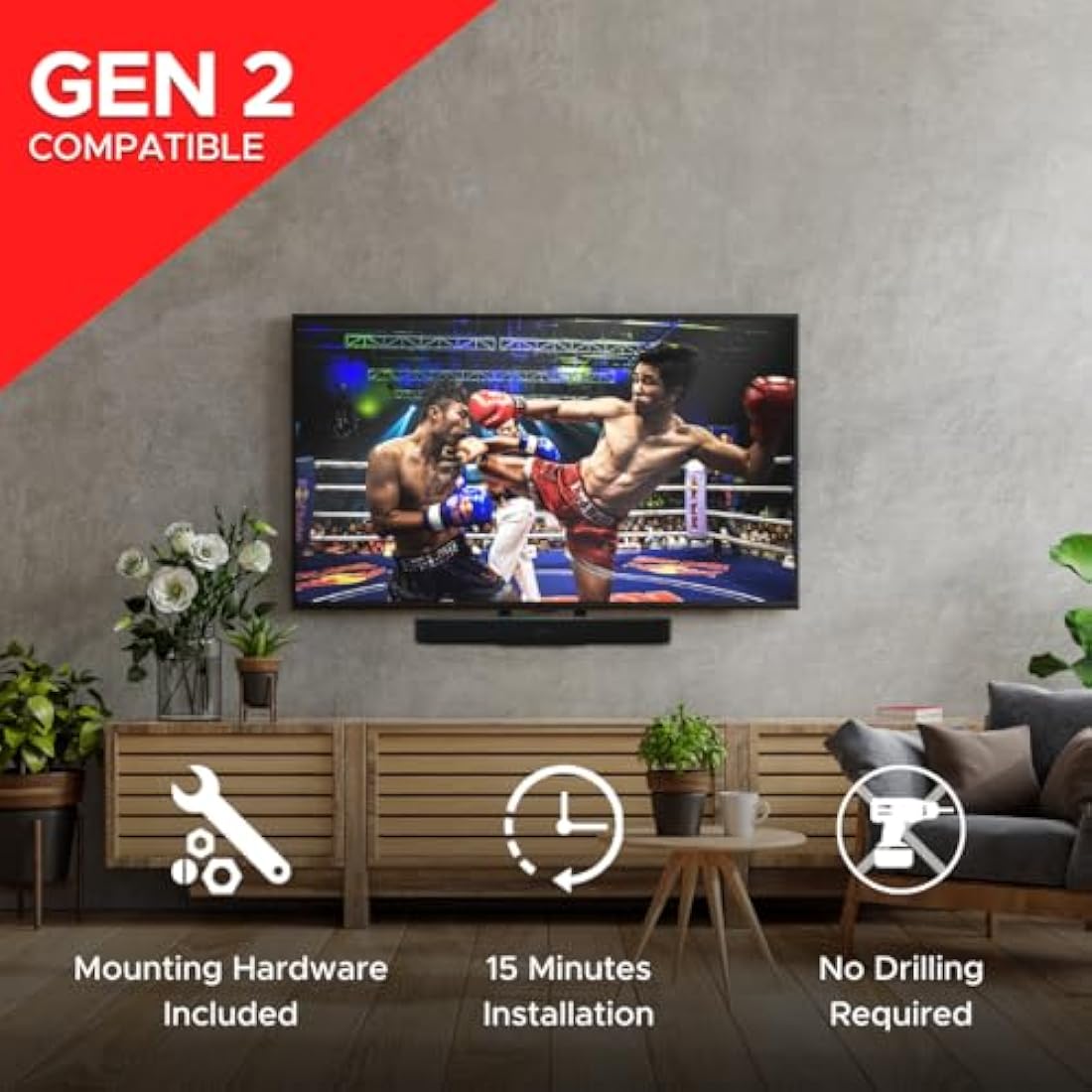 Sound bass Beam TV Mount, Compatible with Generation 1 & 2 Sonos Beam Mounting Bracket for TV, Black, Full Hardware Kit Included, Beam Soundbar