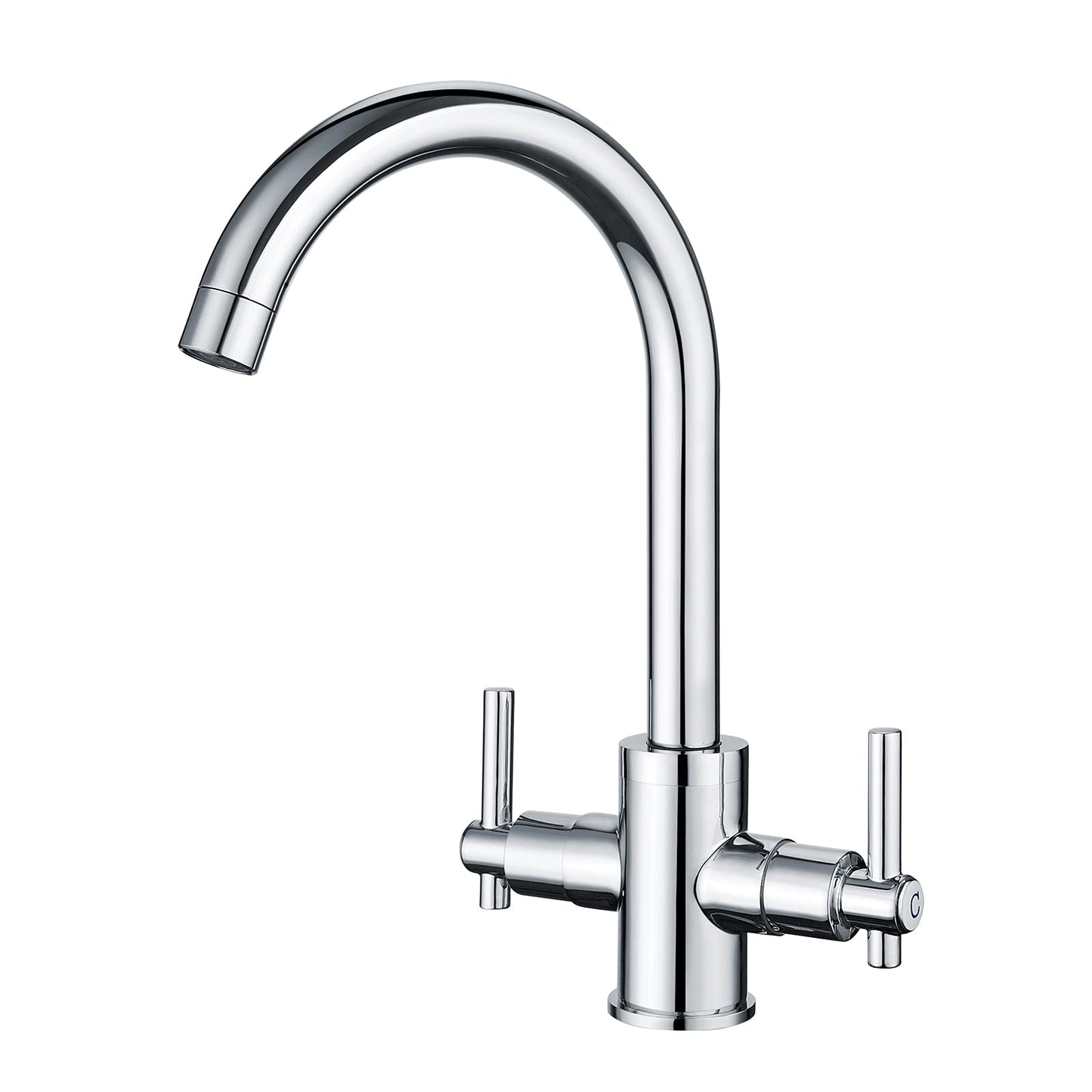 Funime? Kitchen Taps Dual Lever Kitchen Sink Mixer Tap 1 Hole Stainless Steel Monobloc Sink Taps Traditional 360 Swivel Spout Chrome Double Handles