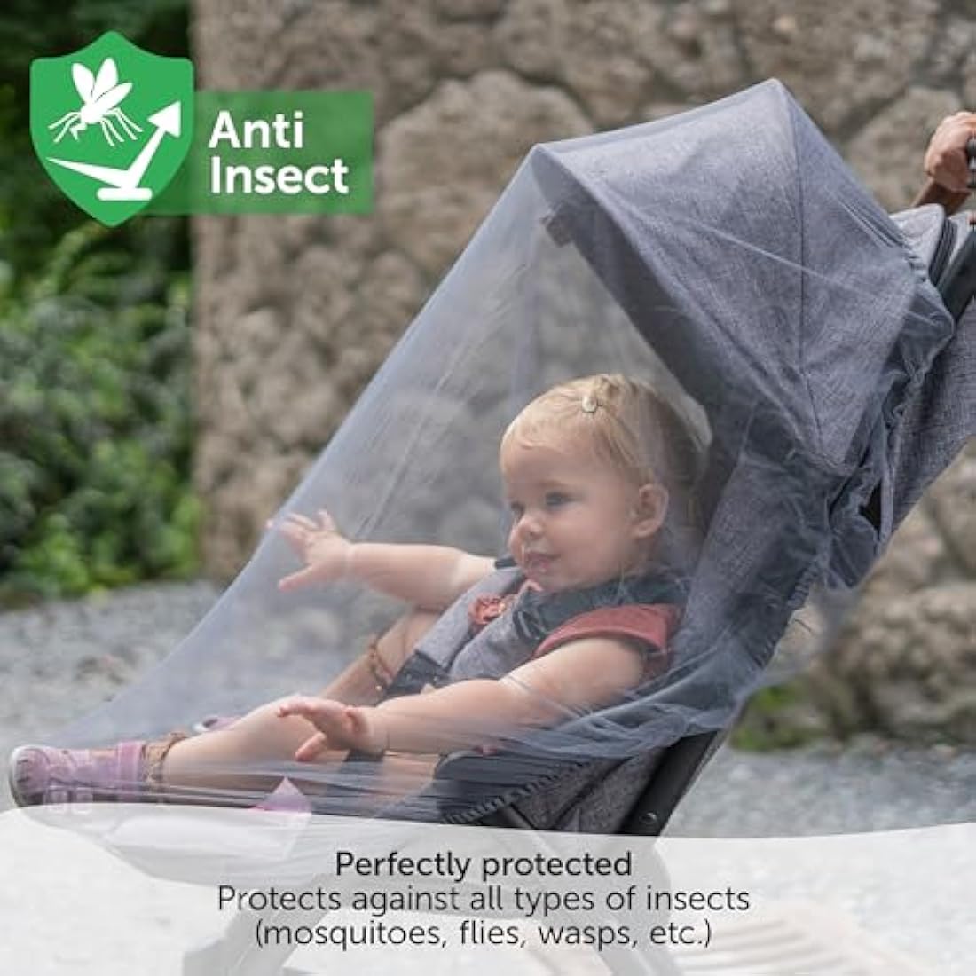 Zamboo Universal Mosquito Net for Pushchair, Pram, Buggy, Carrycot and Travel Cot | Washable and Durable Fine Mesh Insect Protection Netting - Grey