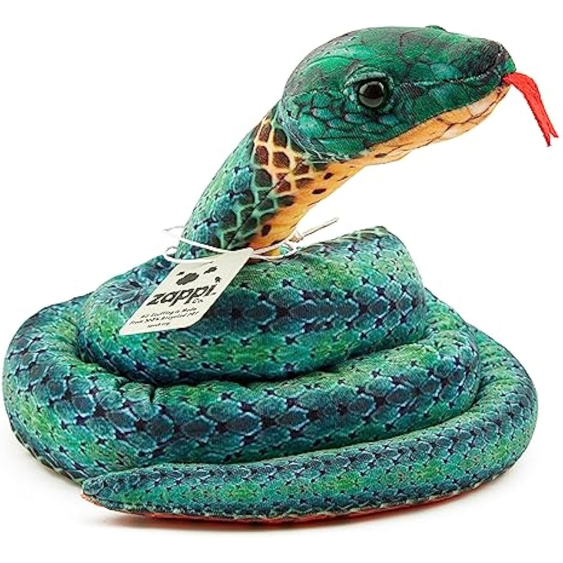 Zappi Co Kids Stuffed Soft Cuddly Plush Snake Toy - Part of Safari Animals Collection: Realistic and Lifelike, Perfect for Kids (180 cm Length)(Green Ring)