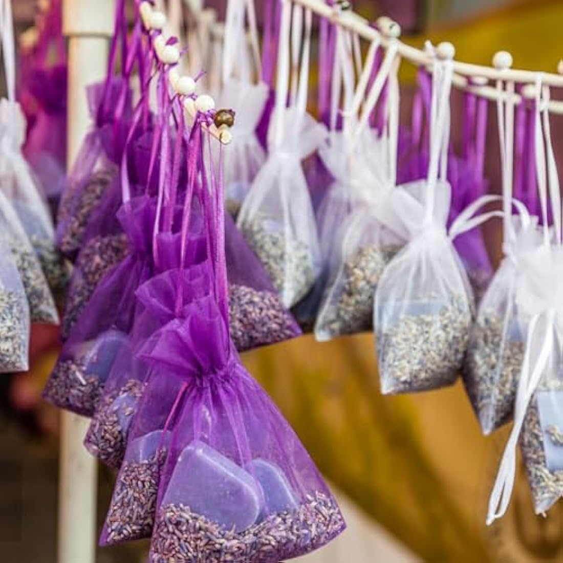 G2PLUS Purple Organza Gift Bags: 13x18 CM Clear Mesh Pouches, 100 PCS Organza Jewellery Bags, Large Favour Pouches for Wedding, Birthday Party Supplies