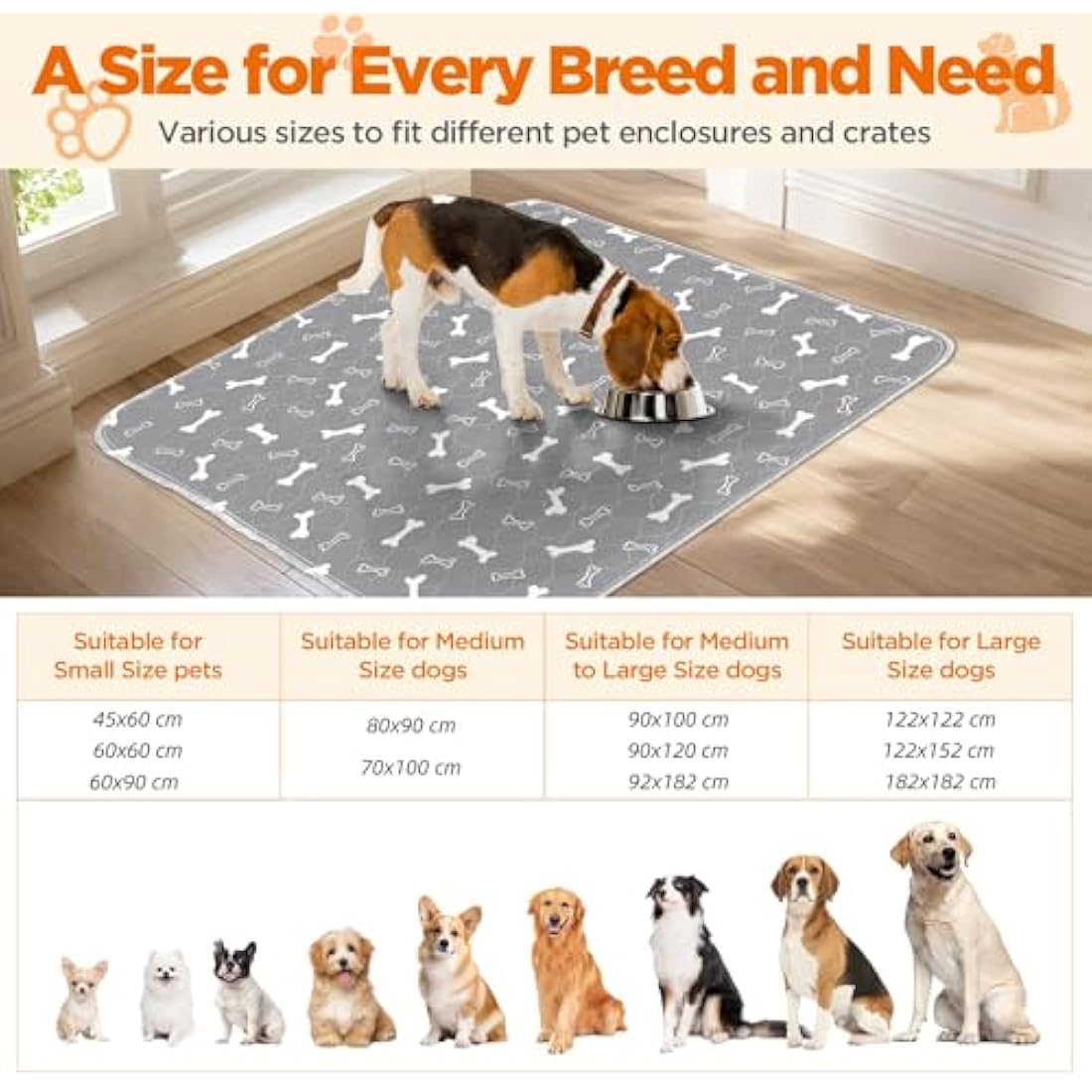 Baodan Puppy Pads Washable, 2 Pack Reusable Puppy Training Pads, Super Absorbent Waterproof Dog Mat Pee Pads for Dogs, Fast Drying Training Pads for Home, Car, Travel - 120x90 cm