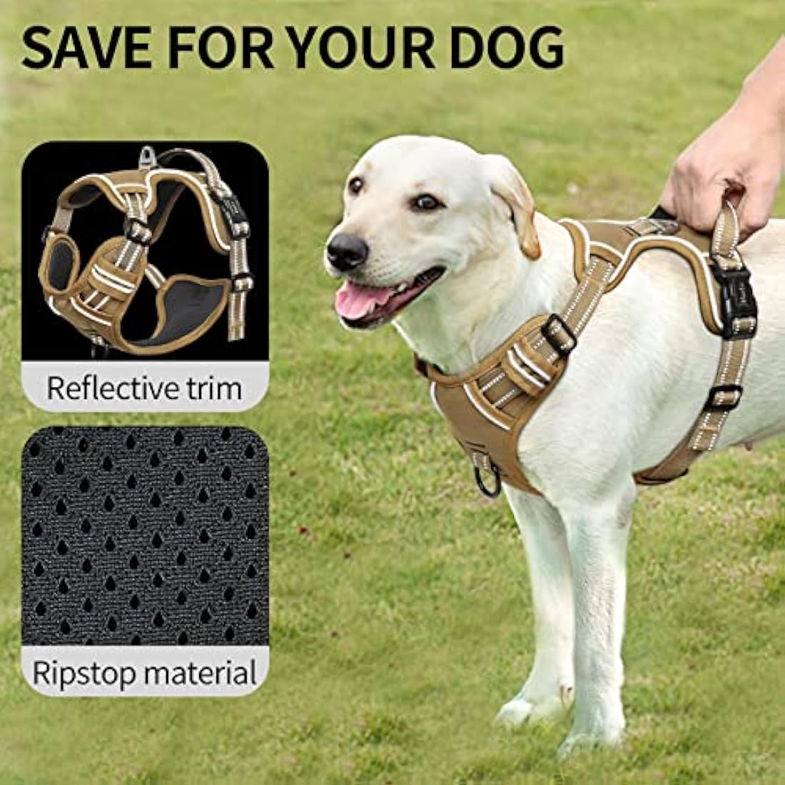 HEELE Dog Harness Small No Pull with Soft Handle Reflective Puppy Harness Adjustable, Black, XS