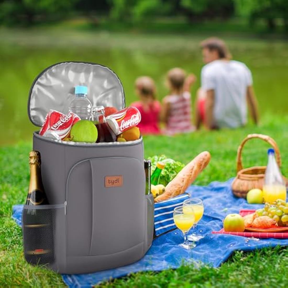 Tydi Cooler Backpack Insulated – 30L Cool Bag Rucksack Backpack Cooler – Cool Bag Back Pack for Picnic, Camping, Hiking – Grey