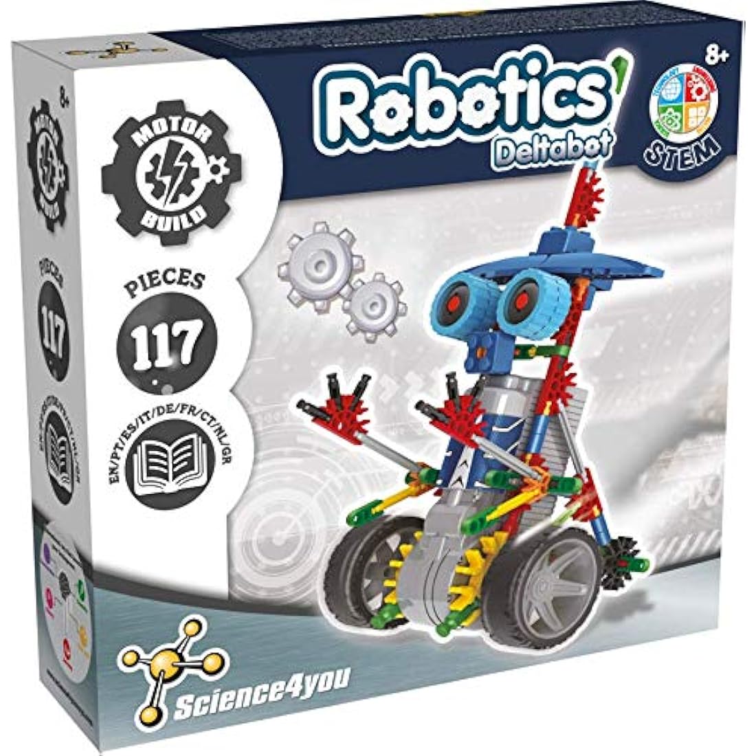 Science4you Robotics Deltabot - Robot Building Toy for Kids Age 8-14, Kit with 117 pieces to Build Your Own Robot and Make it Move, Science Kit and STEM Toy for Kids 8+ years old