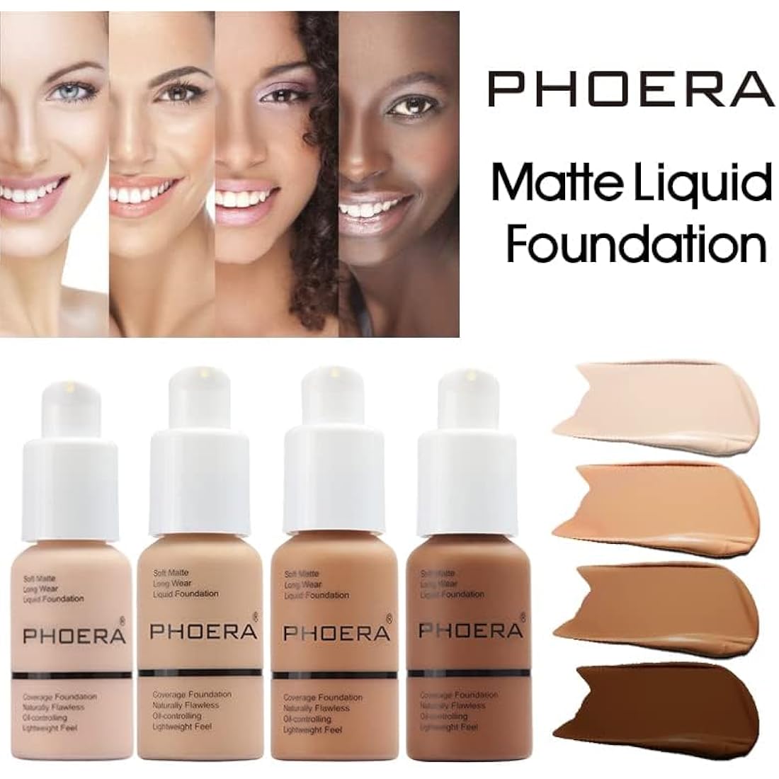 ABRUS® - Phoera Foundation Makeup, Full Coverage, Soft Matte Oil Control Concealer, Liquid Foundation, Long Lasting 24HR Waterproof and Blendable 30ml (102 Nude)