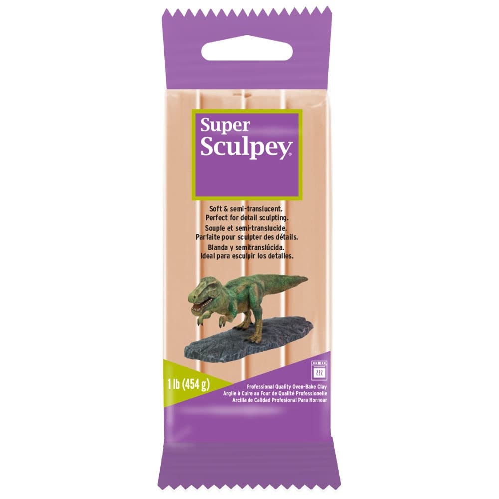 Super Sculpey Polymer Clay - 1 lb/454 g, Beige (Pack of 1)