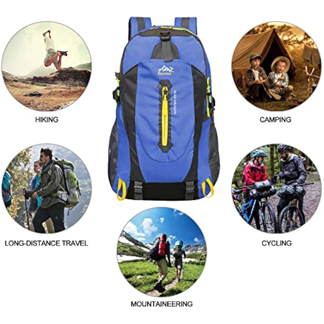 Besrina 40L Lightweight Hiking Backpack, Multi-functional Water-resistant Casual Camping Trekking Rucksack for Cycling Travel Climbing Mountaineer Outdoor Sport