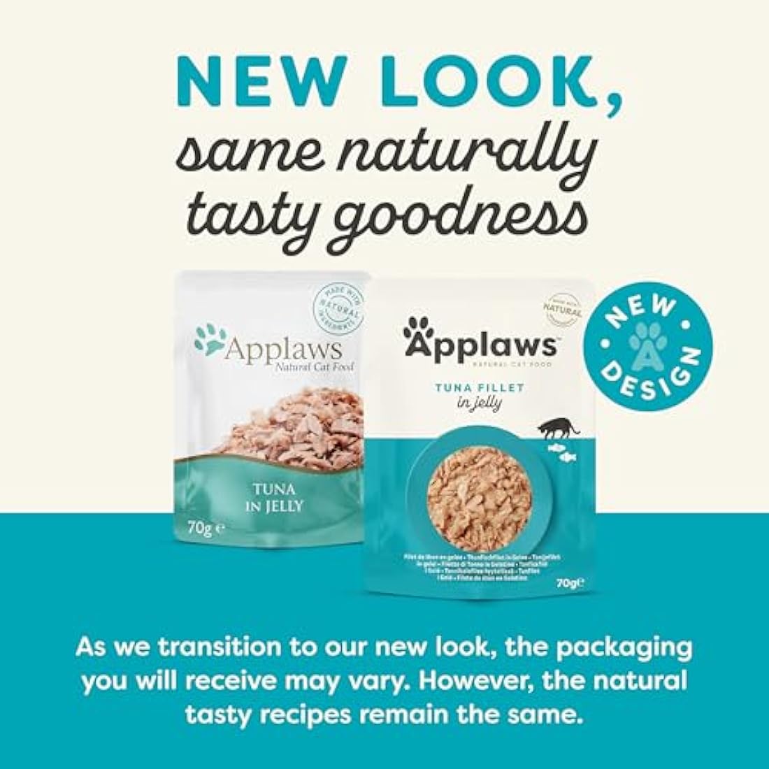 Applaws Natural Wet Cat Food, Tender Tuna in Jelly 70 g pouch (Pack of 16)