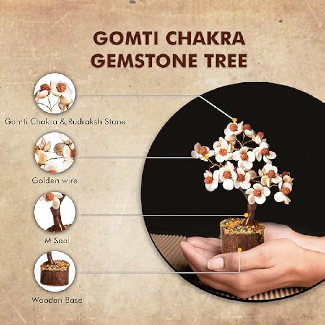 Crystal Tree for Home Decorations Crystals and Healing Stones Witchy Room Crystal Decor Tree Crystal Gifts Gem Tree Christmas Tree Stands for Real Tree… (Gomti Rudraksha tree)