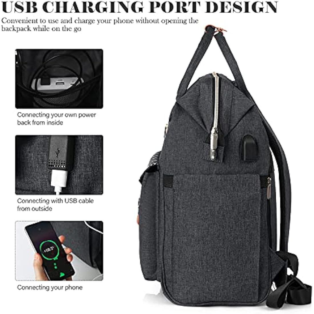 RJEU Backpack, School Backpack for Uni Leisure Job, Beautiful and Sophisticated Daypack with Laptop Compartment & Anti Theft Pocket, Waterproof Backpack Gifts for Mum Girl For Birthday, Hy58-black