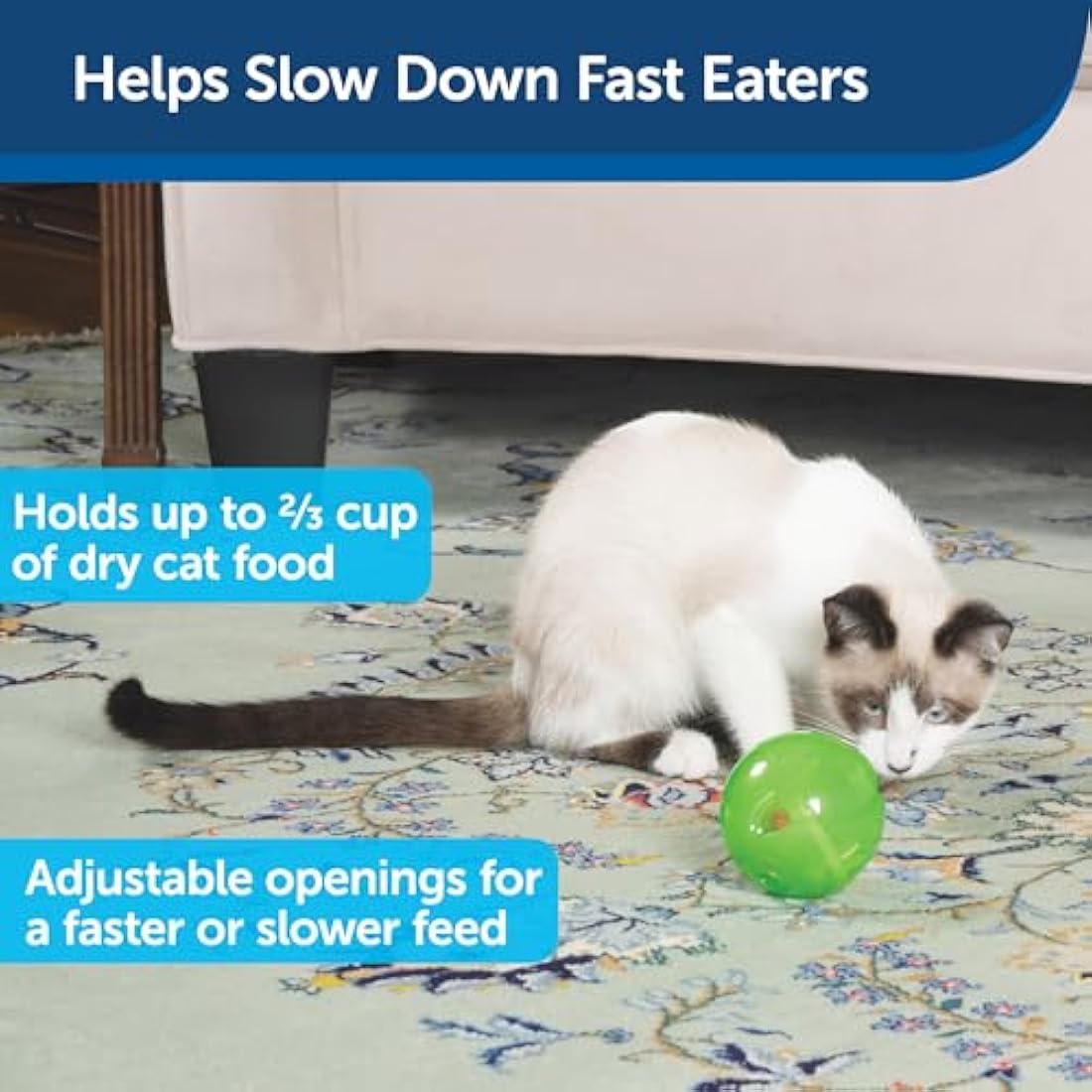 PetSafe Pet Supplies SlimCat Food-Dispensing Cat Toy Green, Treat Toy, Interactive Food Dispenser, Activity Snack Ball for Cats of All Ages, Green, Medium