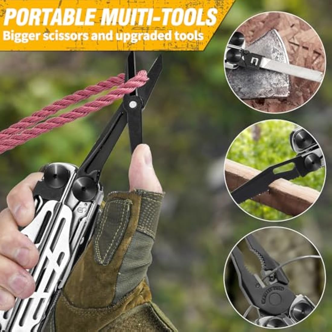 BIBURY Multitools, Multi Tool Foldable Pliers with Upgraded Scissors and Screwdriver Set, Stainless Steel Multitools - Pro, Ideal for Camping, Outdoor, Repairing - Gift for Dad Men -Black