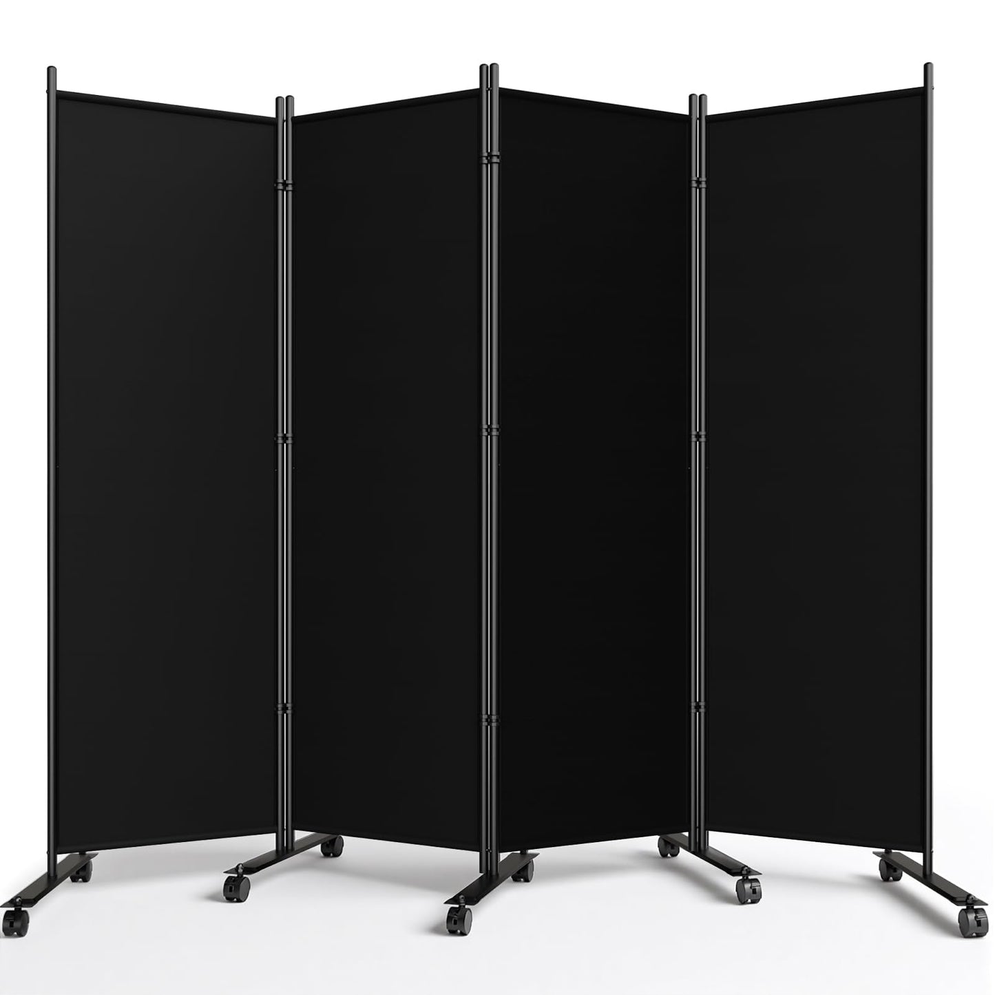 4 Panel Room Divider 183CM Folding Privacy Screens with Lockable Wheels