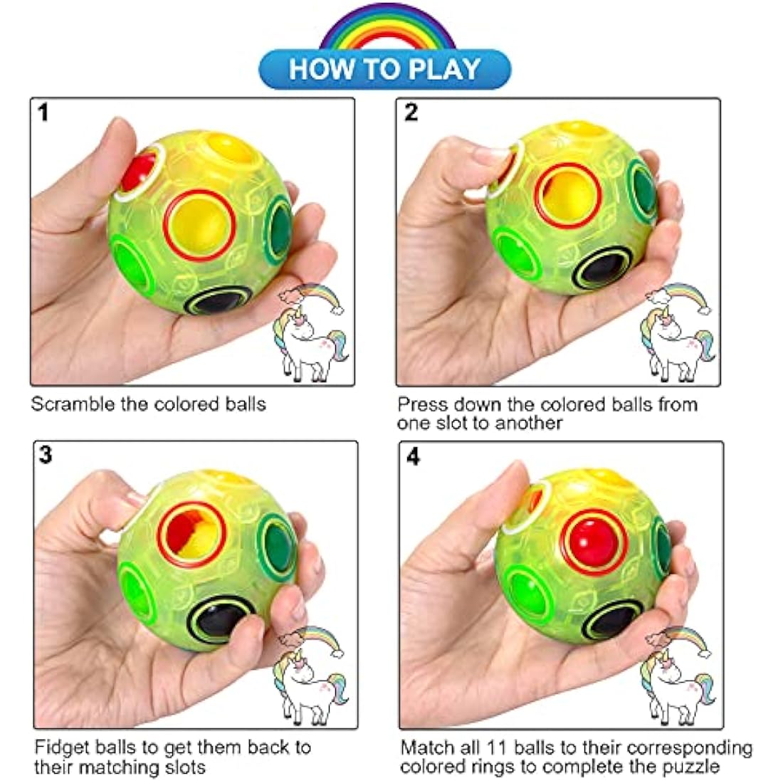 Vdealen Magic Rainbow Puzzle Ball- Fidget Ball 3D Puzzle Stress Reliever Brain Teaser Travel Toy- Birthday Party Easter Christmas Stocking Fillers Gift Toy for Kids Teens Adults- 3 Pack