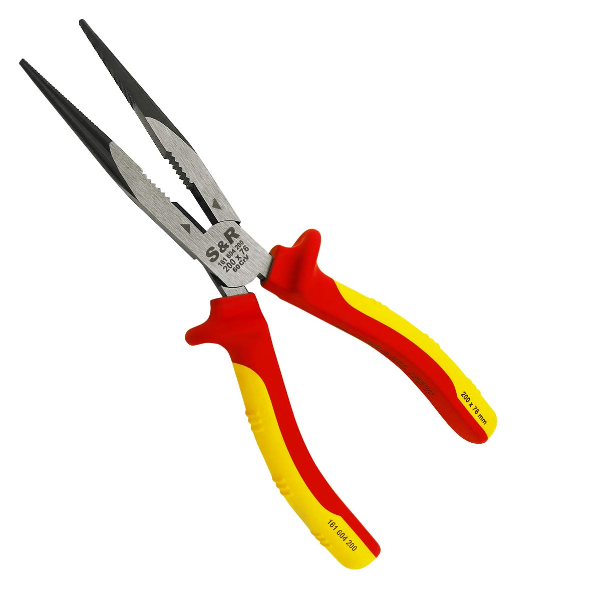 S&R VDE Long Flat Nose Pliers 200mm ? 1000V Insulated | VDE-Certified | Chrome Vanadium Steel | Electrical Installation Tool