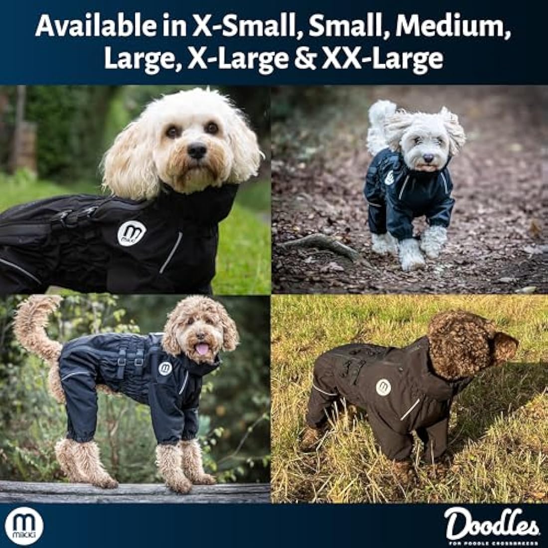 Mikki Doodles Dog Raincoat, Waterproof, Windproof, Silky Lining, Less Friction Means Less Knots & Tangles, Size Extra Large