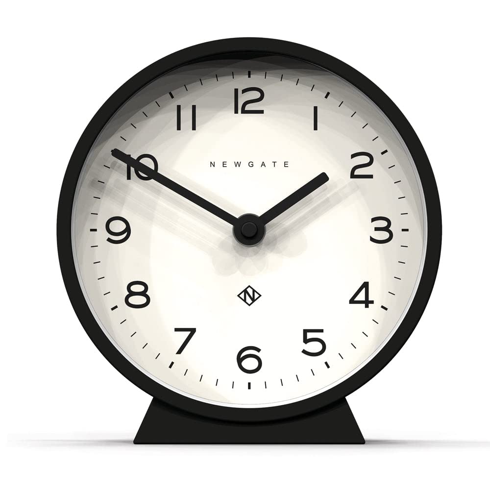 NEWGATE? M Mantel Silent Sweep Mantel Clock - 'No Tick' - A Modern Mantelpiece Clock - Small Clock Mantel Clocks - Minimalist Dial - (Black)