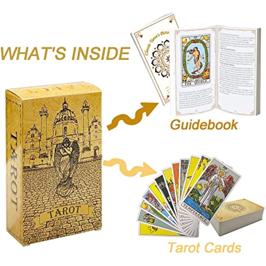 IXIGER Tarot Cards and Book for Beginners Set,Tarot Cards with 165Page Guide Book,78 Original Tarot Cards Deck for Beginners&Expert Readers,Classic Tarot Deck,Tarot Cards with Bag and Chakra Stoneag