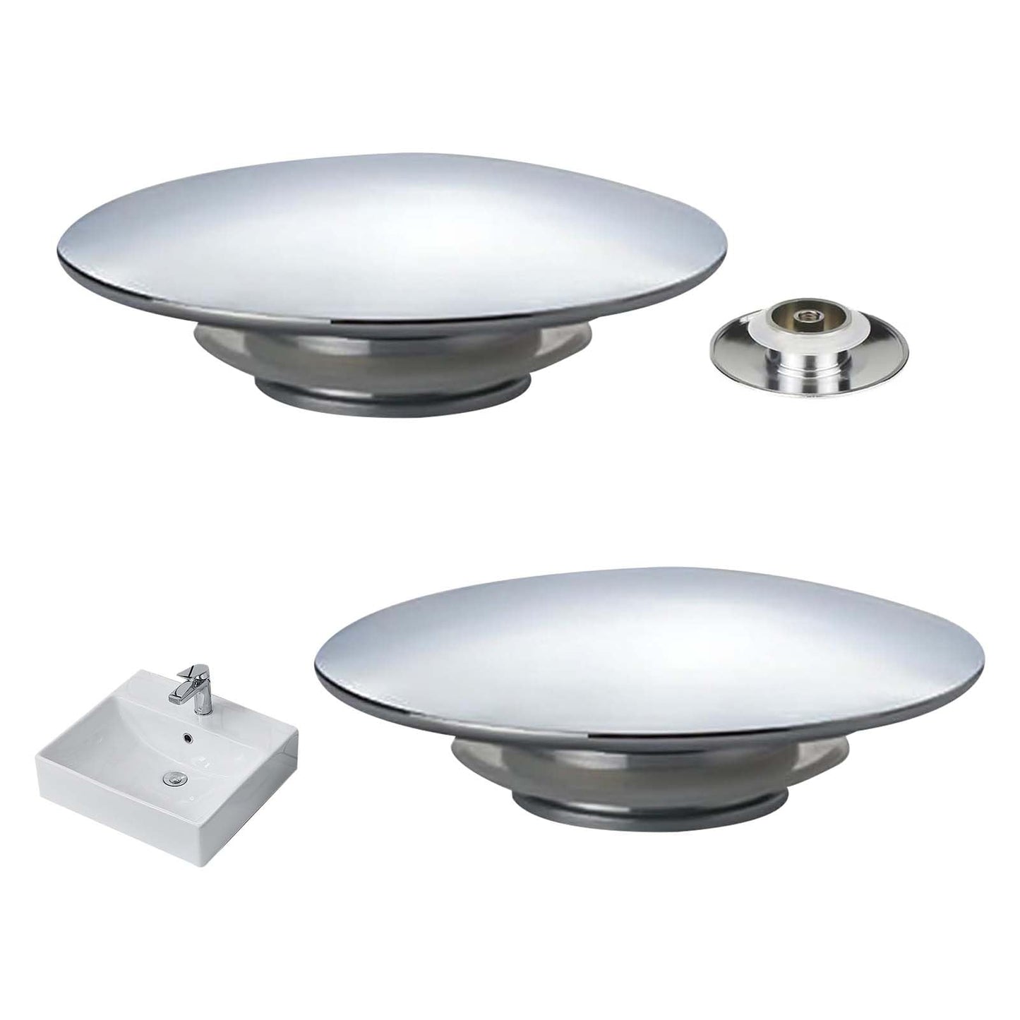 2 Pack Pop Up Sink Plug 66mm Silver Chrome Click Clack Basin Waste Durable
