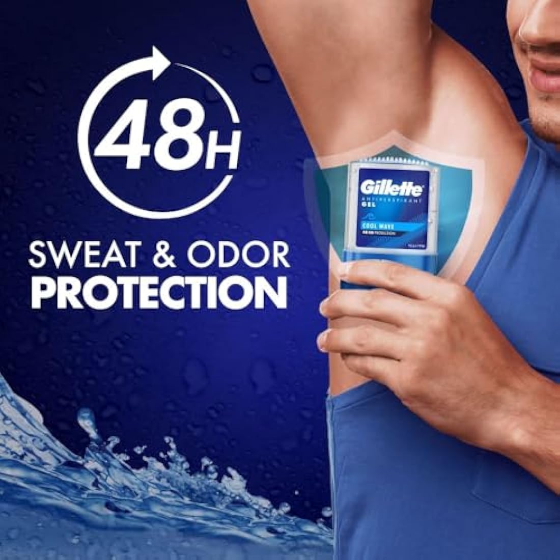 Gillette Clear Gel Cool Wave Antiperspirant Deodorant For Men 70ml, 48 Hour Invisible Sweat And Odour Protection, Invisible