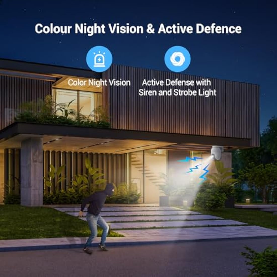 EZVIZ 2.5K Wifi Security Camera Outdoor Wired, No Monthly Fee, PTZ 360°, 512GB Supports, Starlight Color Night Vision, Human/Vehicle Detection, Auto-Track, CCTV Camera System, Alexa/Google (C8c 4MP)