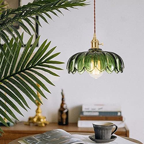 XZHGCEE Glass Pendant Light Green Ceiling Light, Hanging Ceiling Lights Vintage Pendant Light, Pendant Lights for Kitchen Island Bedroom Hallway Study Room Coffee Bar