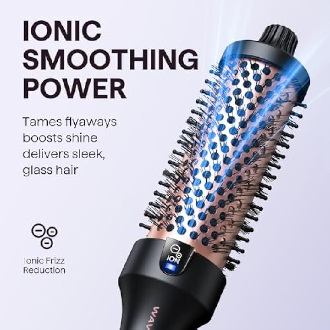 Wavytalk Thermal Brush, Blowout Boost Ionic Heated Hot Round Brush, to Make Hair Smoother & Shinier, Easy to Use & Less Damage, 38mm Barrel, 5 Temperature Settings, Dual Voltage, UK Plug, Rose Gold