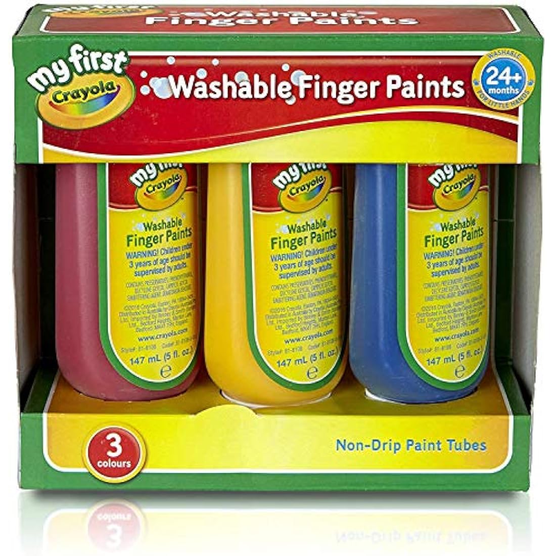 CRAYOLA MyFirst Washable Finger Paints - Assorted Colours (Pack of 3) | Safe & Easy to Use for Toddlers | Ideal for Kids Aged 3+