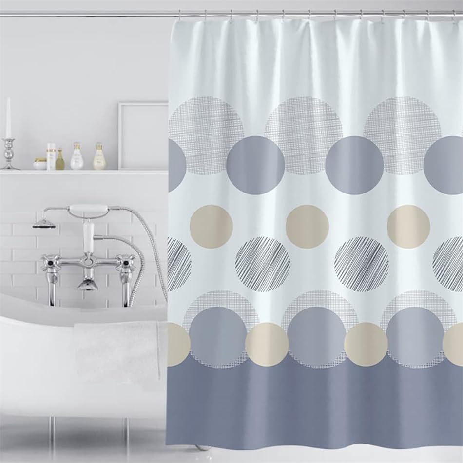 Lkw Ogechi 200x200 CM Waterproof Shower Curtain Big Dot, 180-300 CM Extra Wide Grey Shower Curtain Weighted Hem, Mildew Resistant Shower Curtains Big