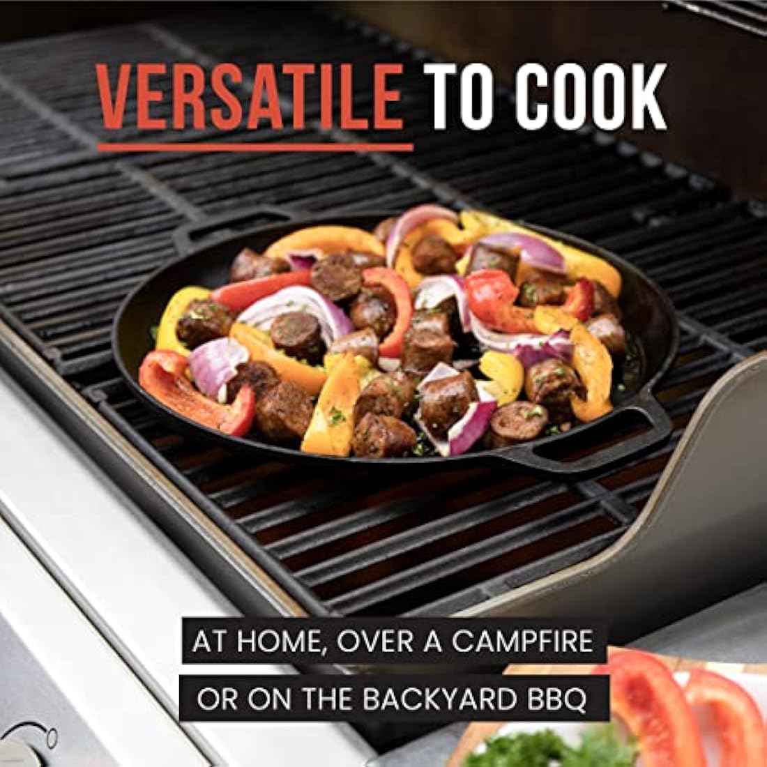 Chef Pomodoro Cast Iron Pizza Pan, Pre-Seasoned 12 Inch Skillet With Handles, Griddle for Dosa Tawa Roti, Comal for Tortillas, Baking on Stove, Oven, Grill BBQ and Camping