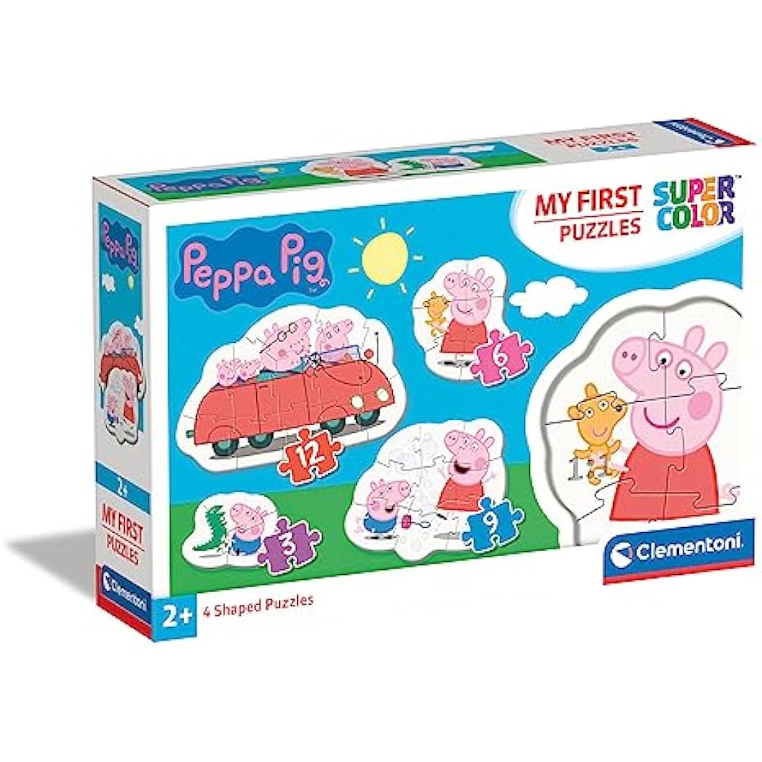 Clementoni 20829, Peppa Pig My First Puzzles for Toddlers - 3+6+9+12 Pieces, Ages 2 Years Plus