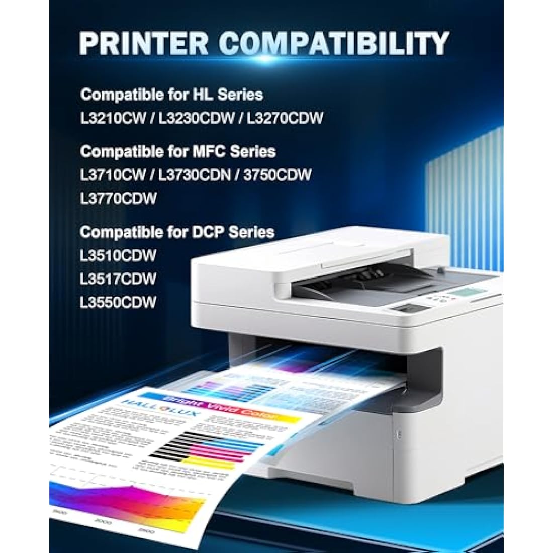 TN247 Toner Cartridge Compatible with Brother TN-243CMYK TN-247 Toner for Brother MFC-L3750CDW MFC-L3770CDW MFC-L3710CW DCP-L3550CDW DCP-L3510CDW HL-L3210CW HL-L3230CDW (Black, Cyan, Magenta, Yellow)