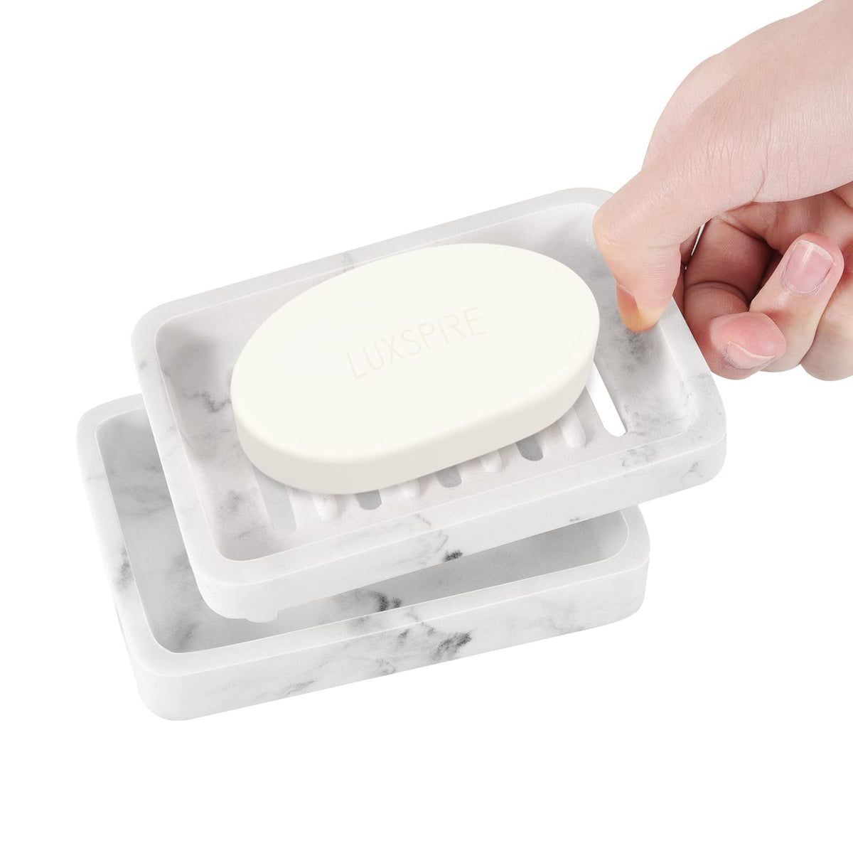 Luxspire Soap Dish, Double Layer Draining Soap Holder, Detachable Soap Container Box for Bathroom Shower Bathroom and Shower, Drainer Soap Case -